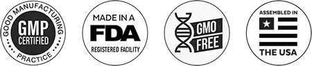 GMP, FDA registered facility, GMO free, Assembled in USA